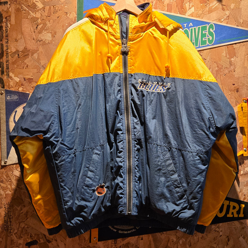 VTG Starter St. Louis Blues NHL Hoodie Puffer Jacket: Large