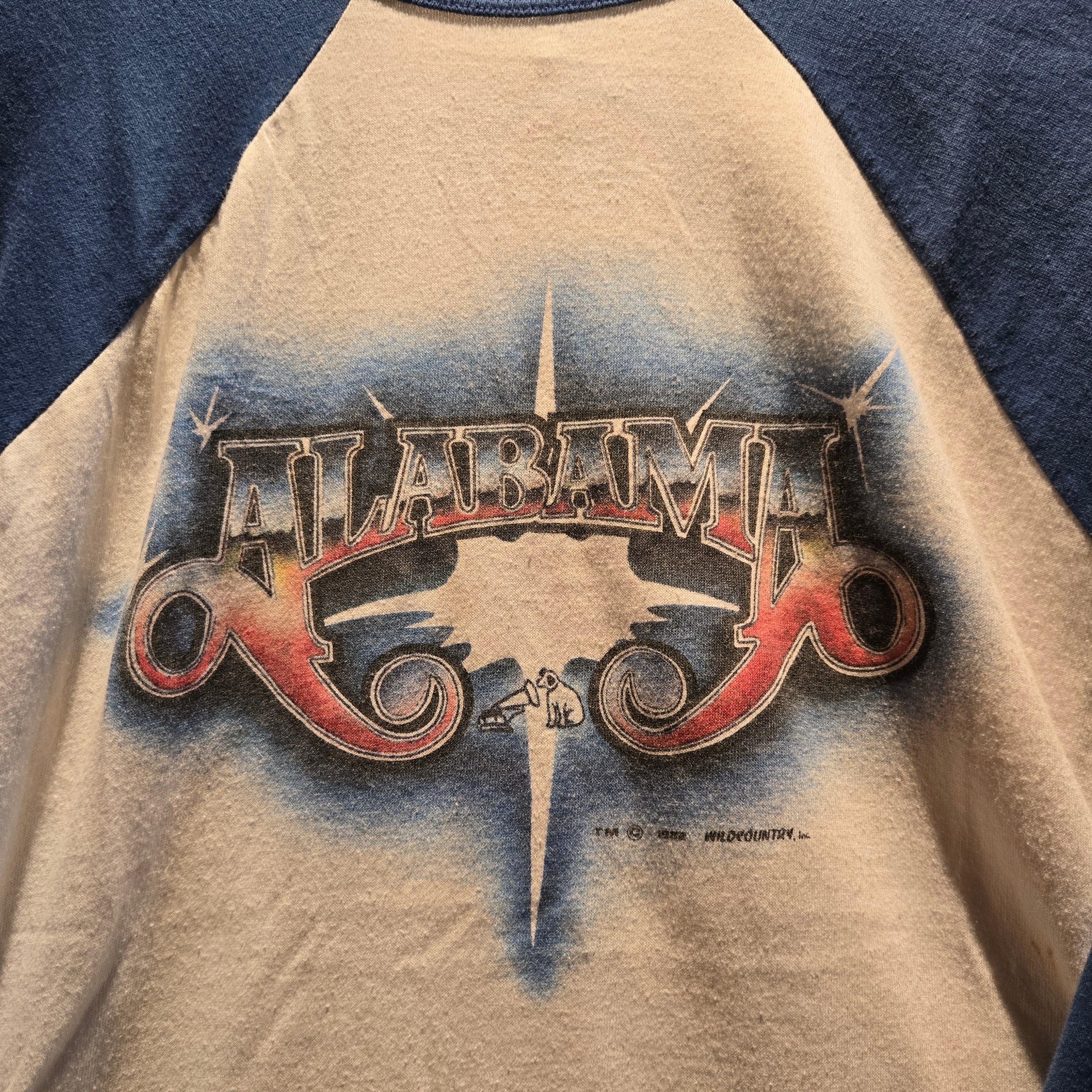 VTG 80s Alabama 1982 Wild Country Mountain Music Tour Raglan Sleeve Graphic T-Shirt: M