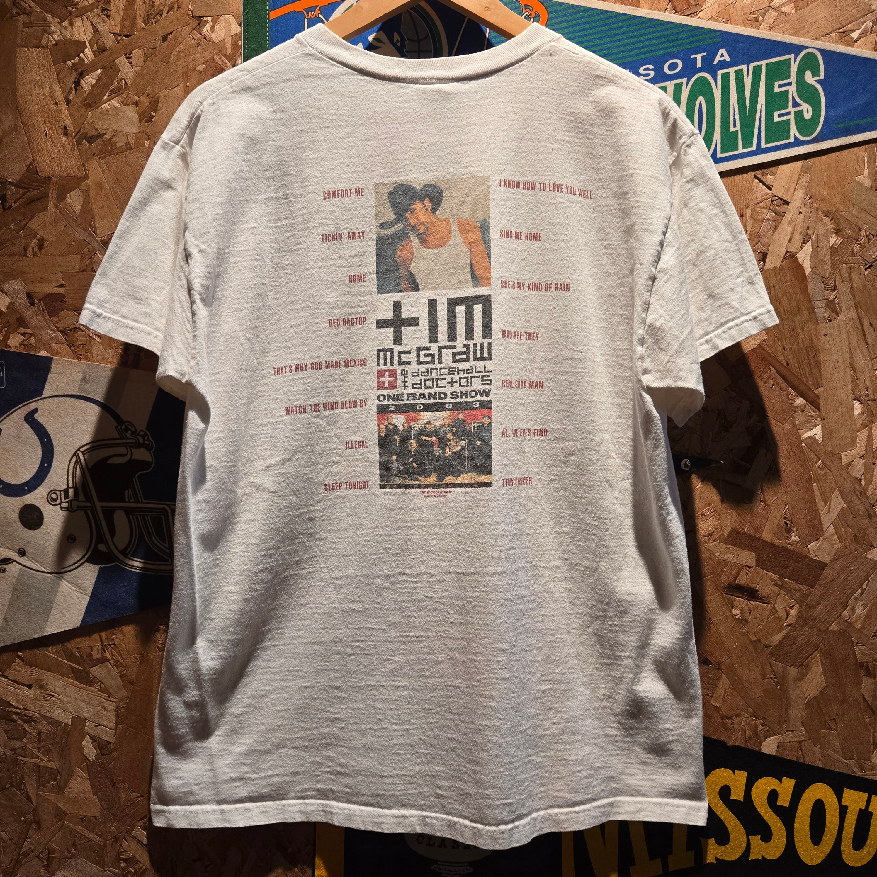 VTG 2003 Tim McGraw And The Dancehall Doctors Tour T-Shirt White: Large