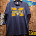 VTG 90's Michigan Wolverines Navy Graphic T-Shirt: Large