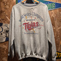 VTG 1991 Minnesota Twins World Series Champions Gray Sweatshirr Logo 7: XL