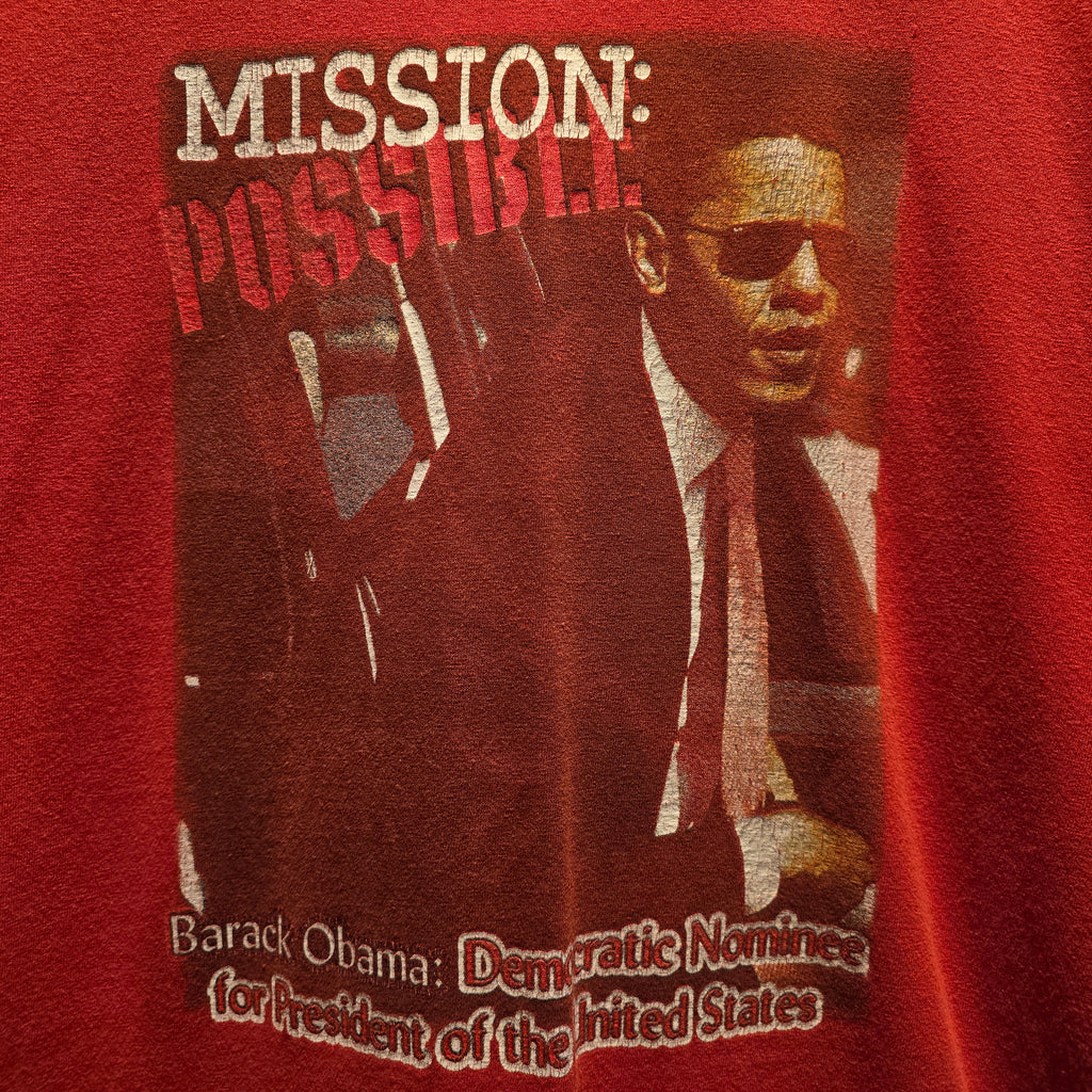 VTG Barack Obama For President( Mission Possible) Red T-Shirt: 2XL