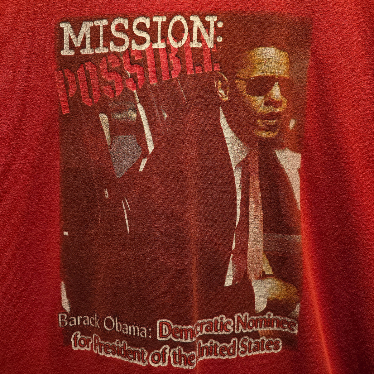 VTG Barack Obama For President( Mission Possible) Red T-Shirt: 2XL