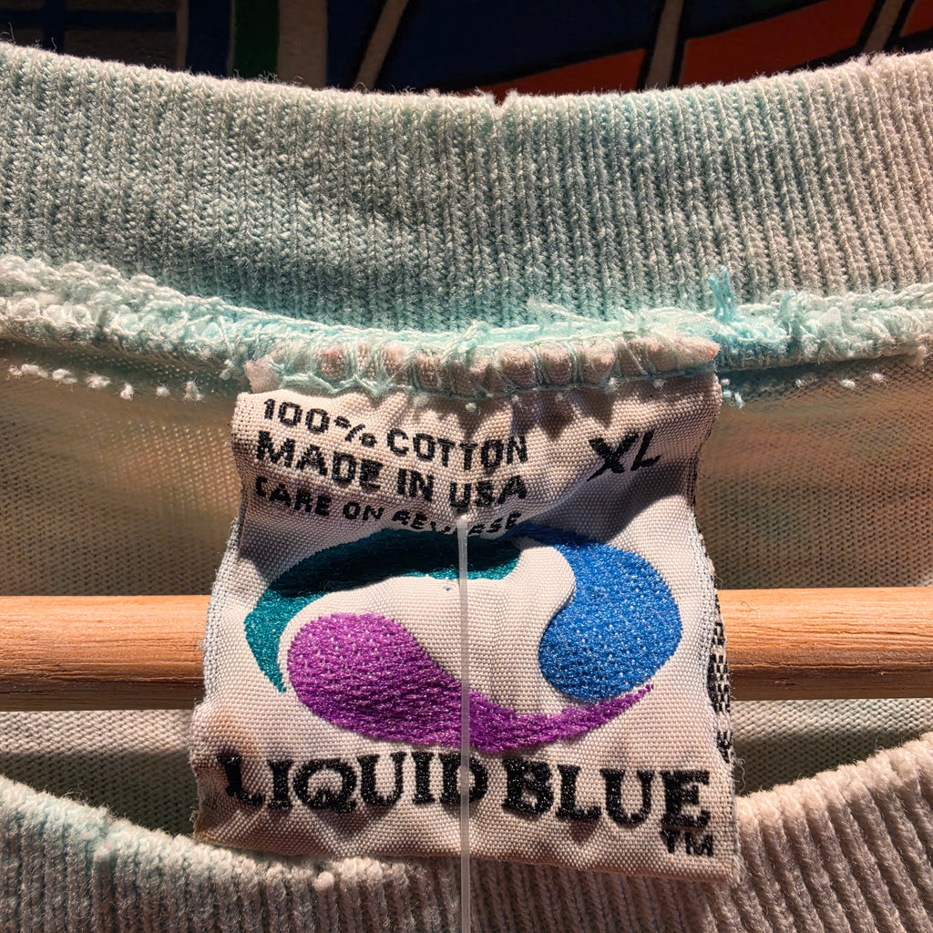 VTG Liquid Blue Coral Reef Aquatic Paradise Fish Tye Dye T-Shirt: XL