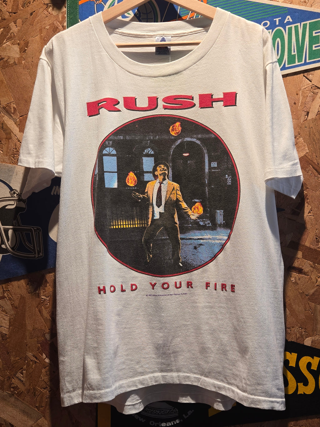 VTG 1987 Rush "Hold Your Fire" White T-Shirt :Large Single Stitch