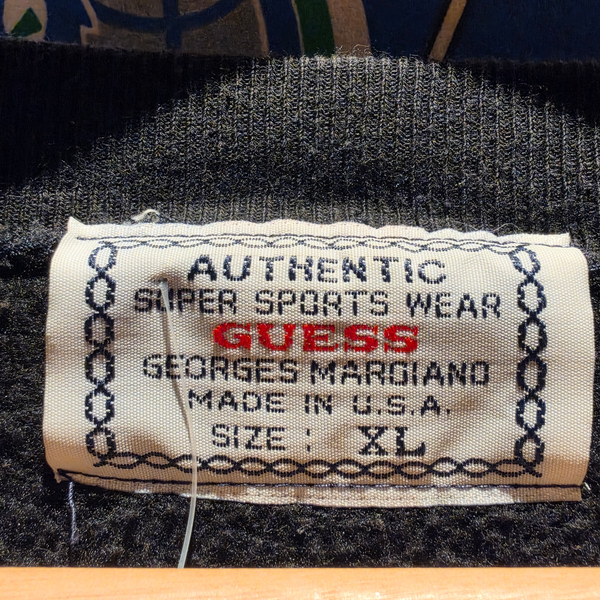 VTG 90'S Guess Jeans Black Embroidered Sweatshirt Made In USA: XL