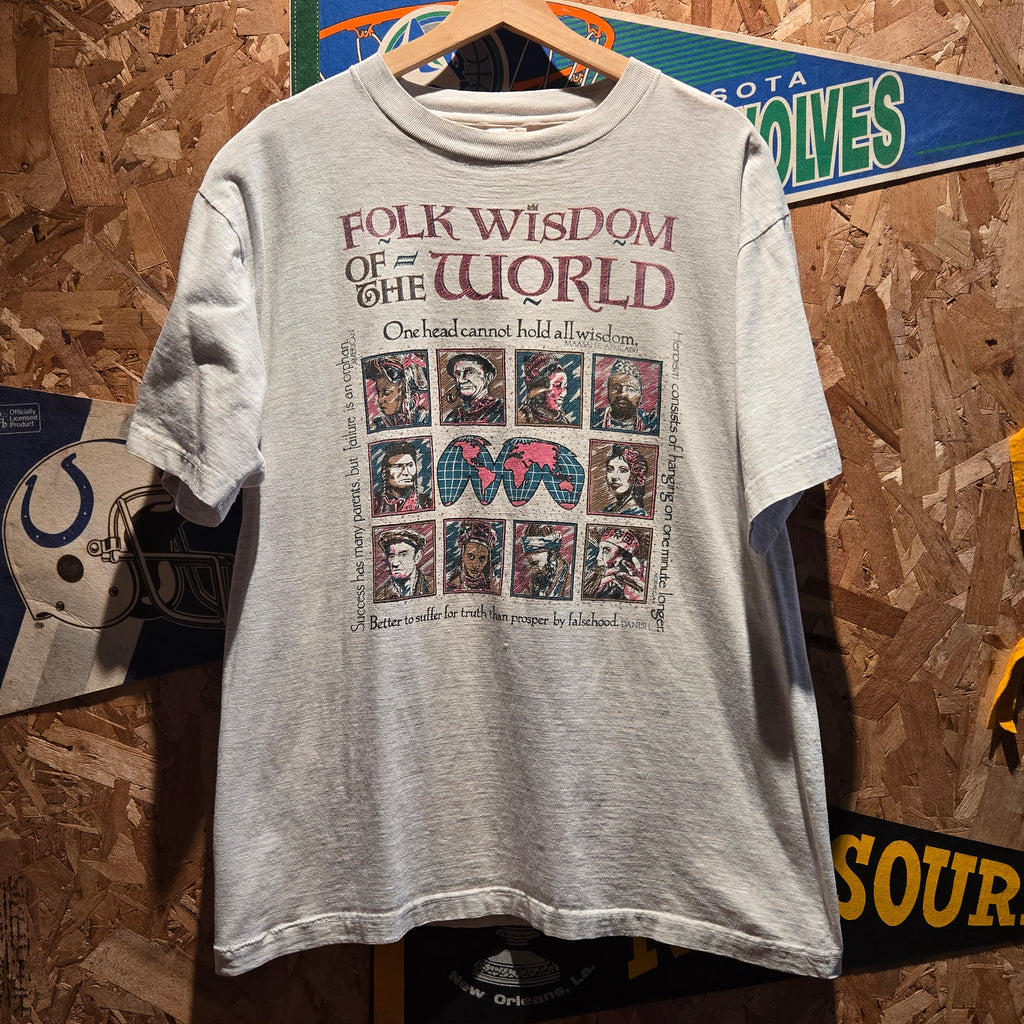 VTG Folk Wisdom Of The World Double Sided T-Shirt: Large