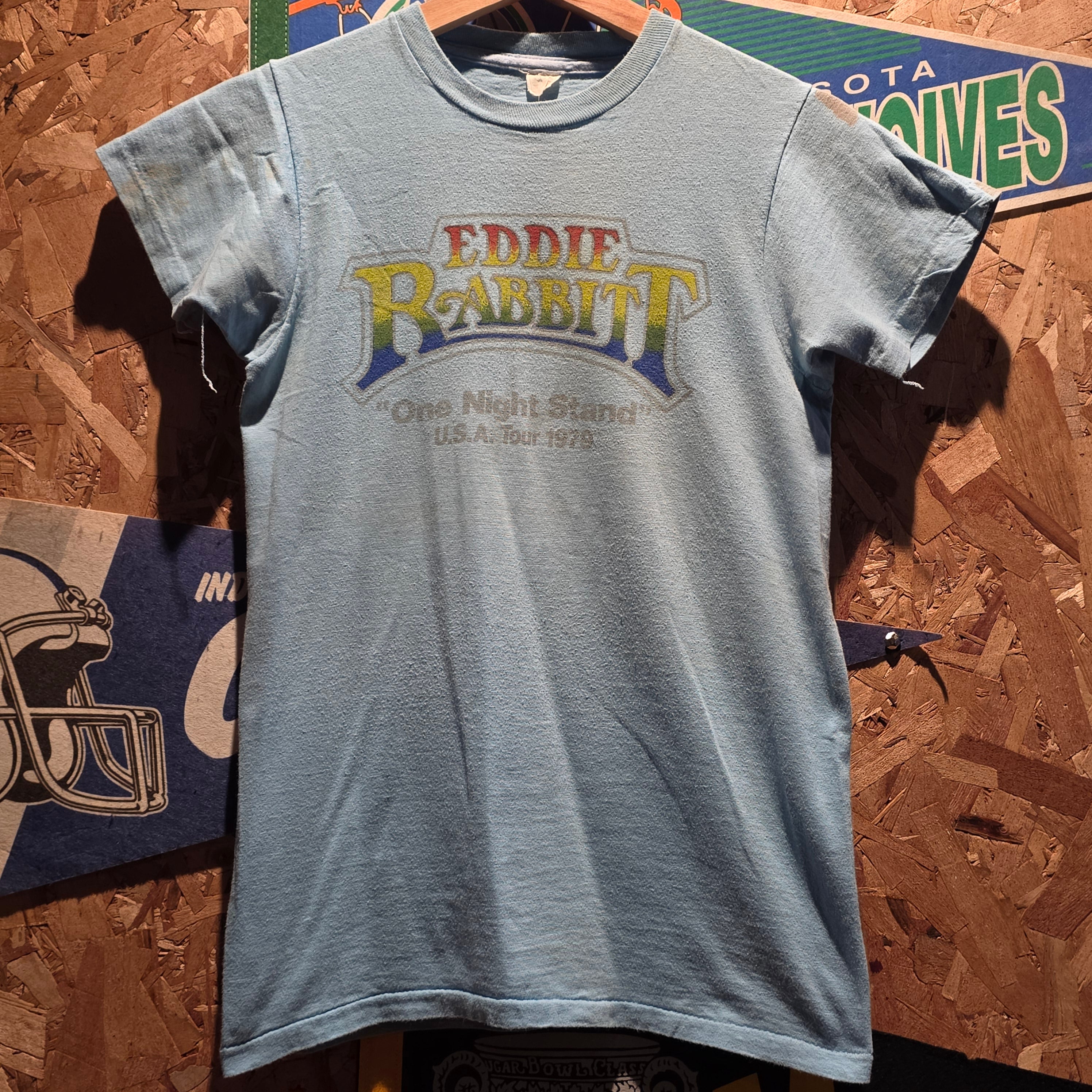 VTG 1979 Eddie Rabbit "One Night Stand" U.S.A Tour Graphic T-Shirt: Small