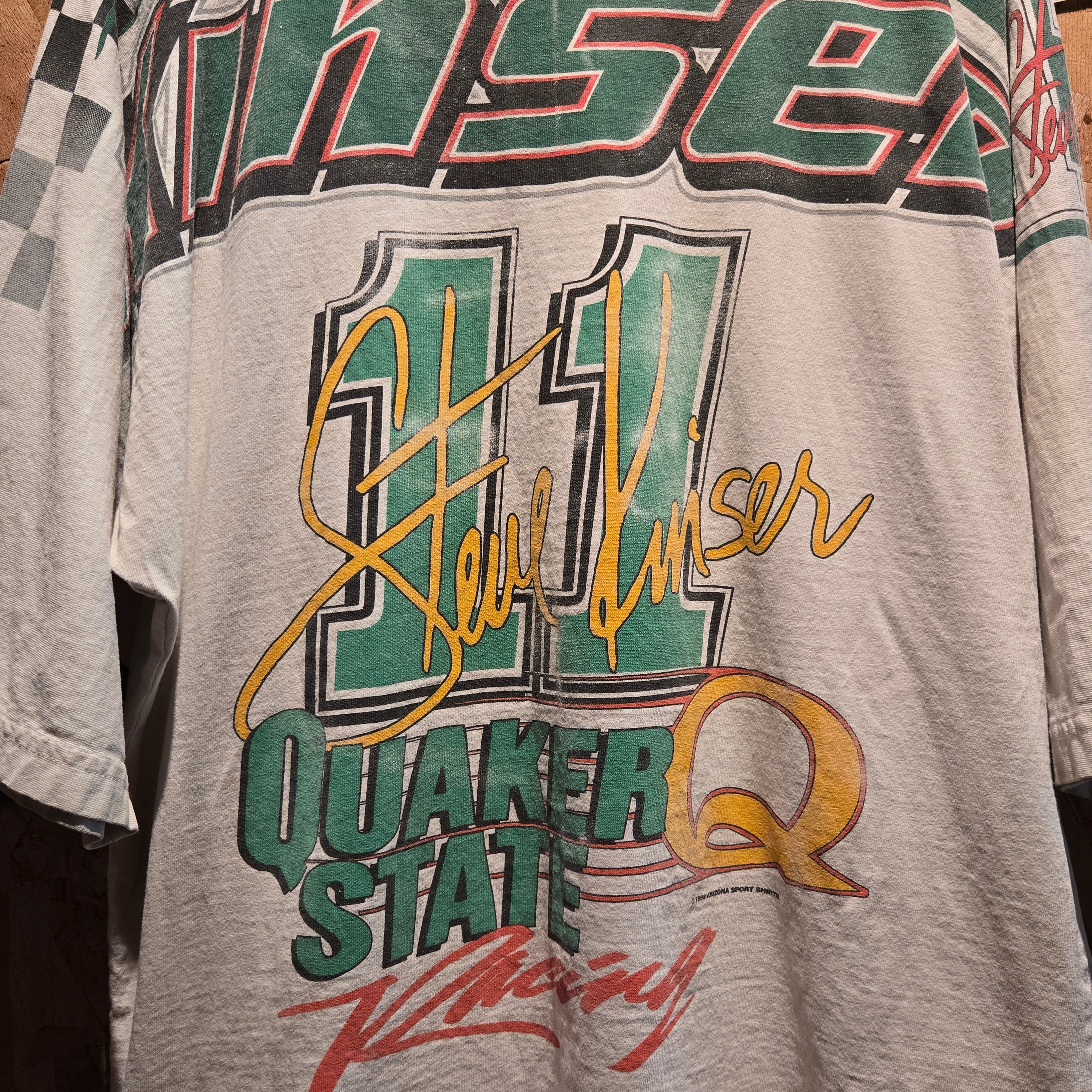 VTG 1998 Steve Kinser AOP Spellout Distressed T-Shirt: XL