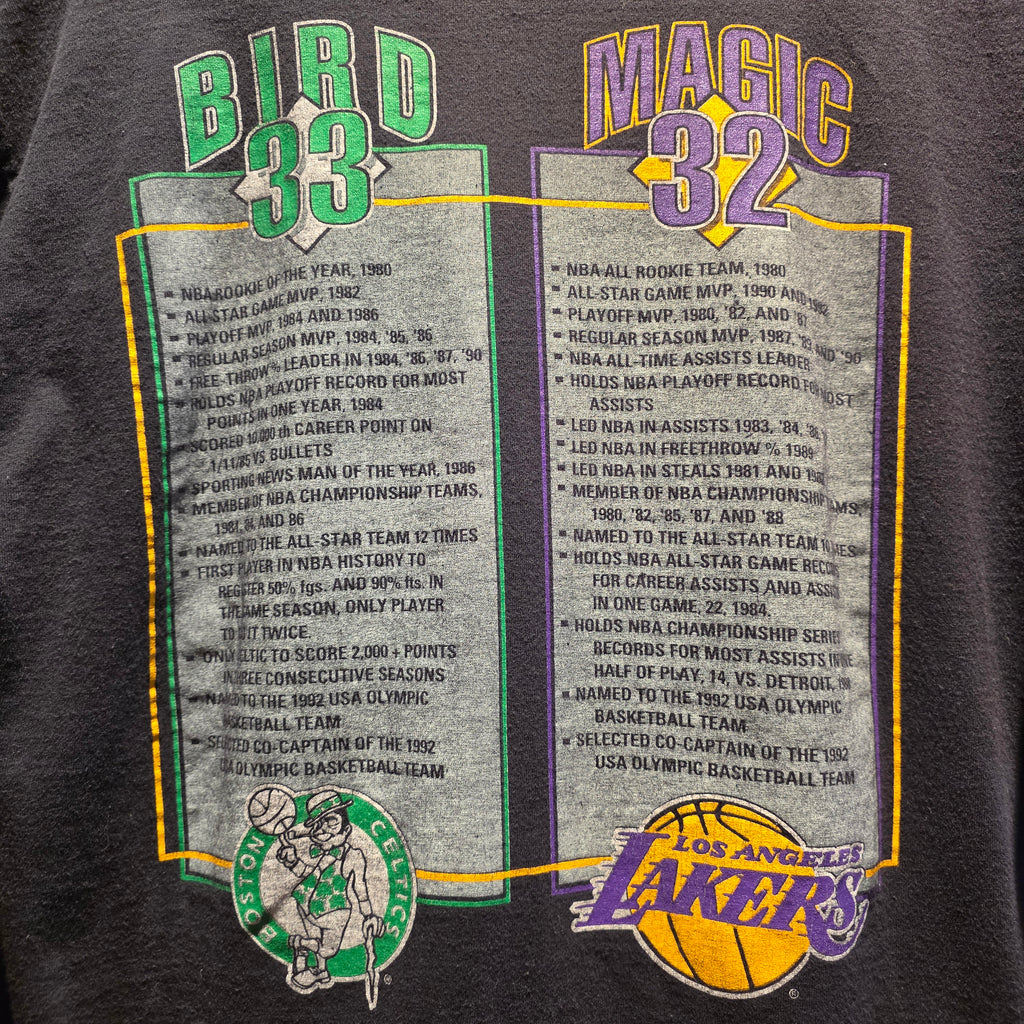 VTG Salem Larry Bird Magic Johnson Black T-Shirt Together At Last: Large