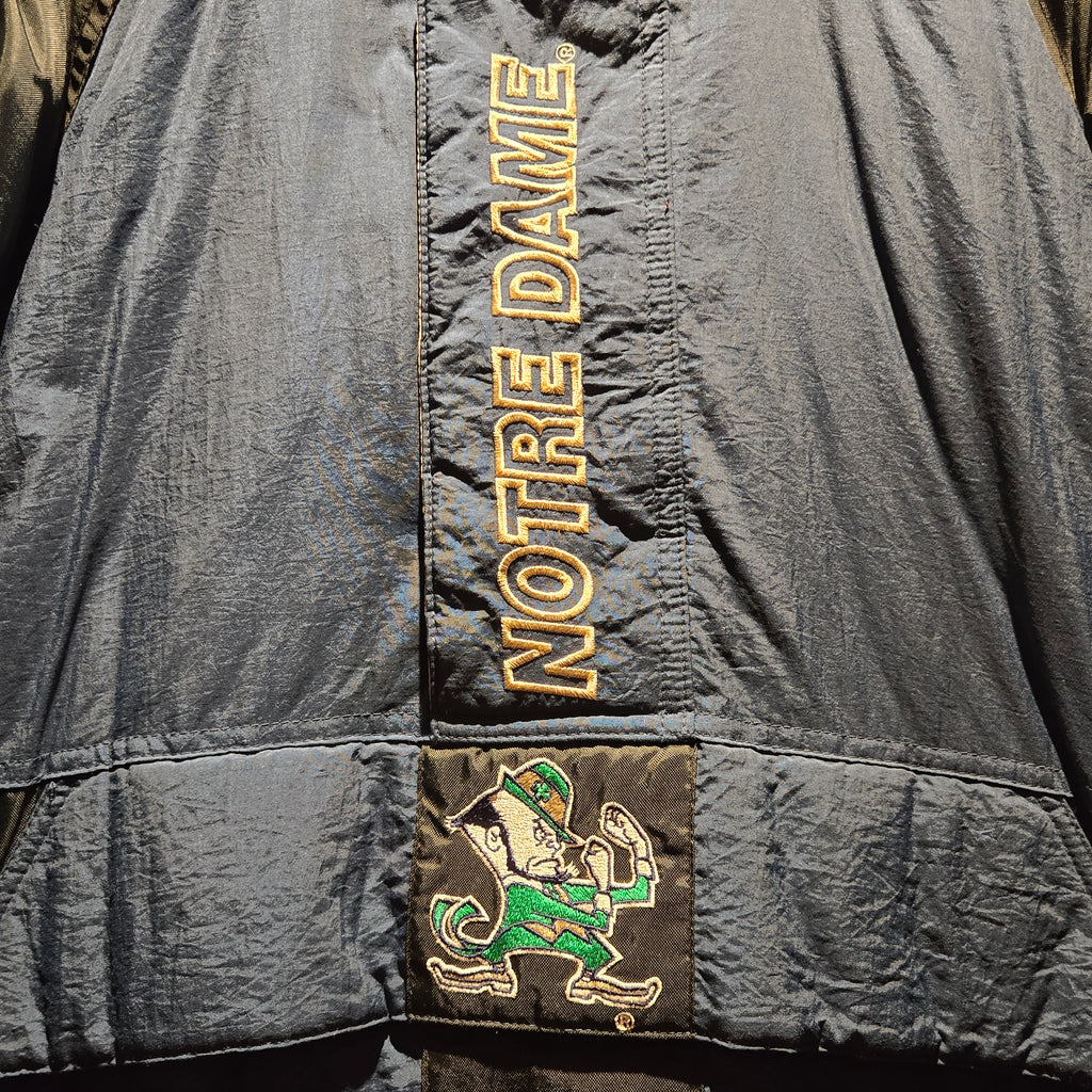 VTG Starter Notre Dame Puffer Jacket Half Zip, Button: Large