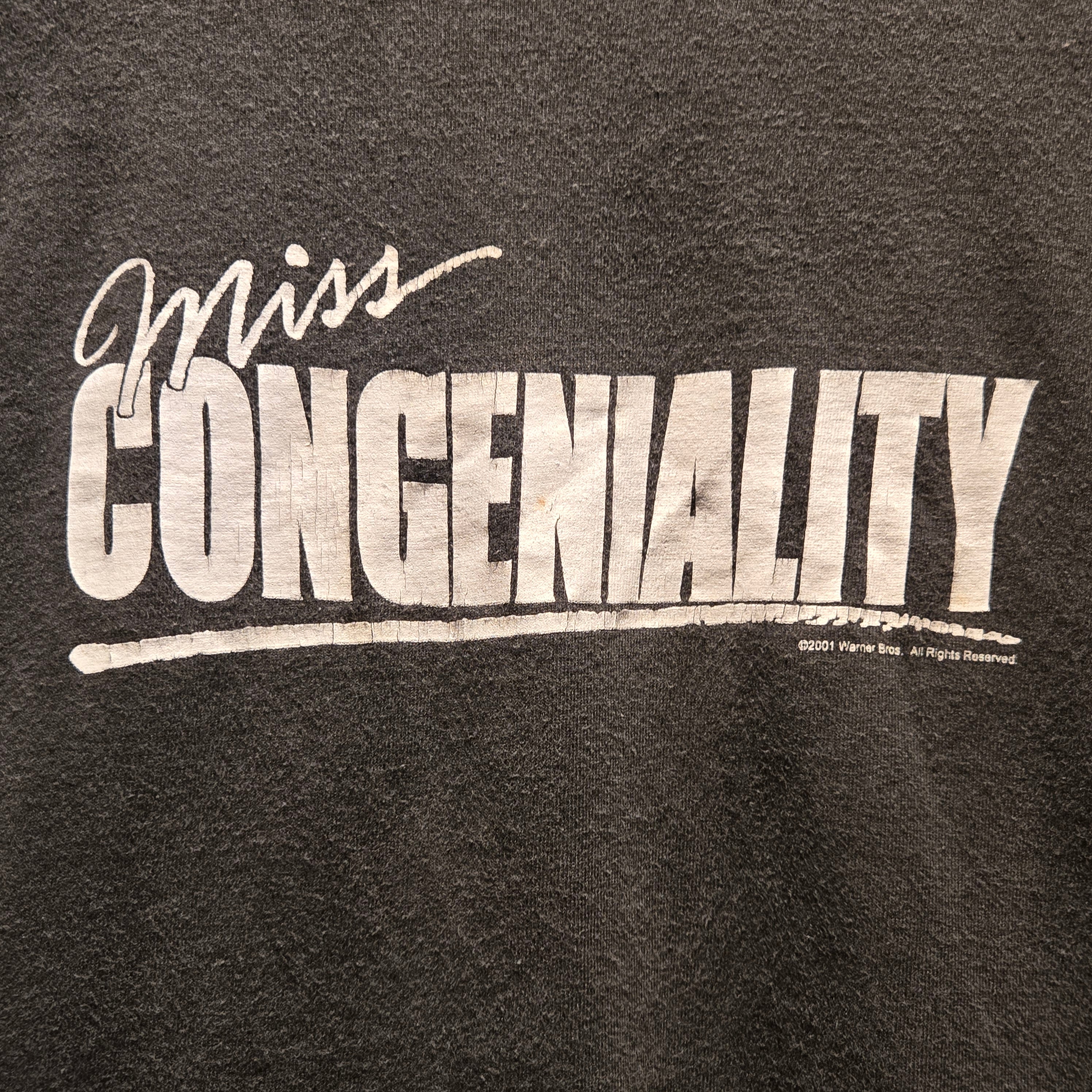 VTG 2001 Miss Congeniality Faded Black T-Shirt: XL