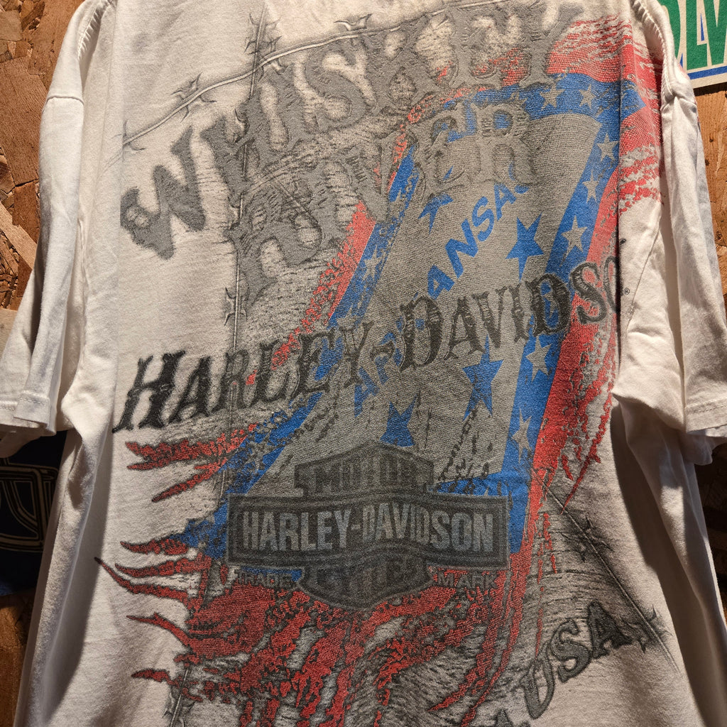 Harley Davidson 2012 Whiskey River Arkansas White Graphic T-Shirt: 2XL