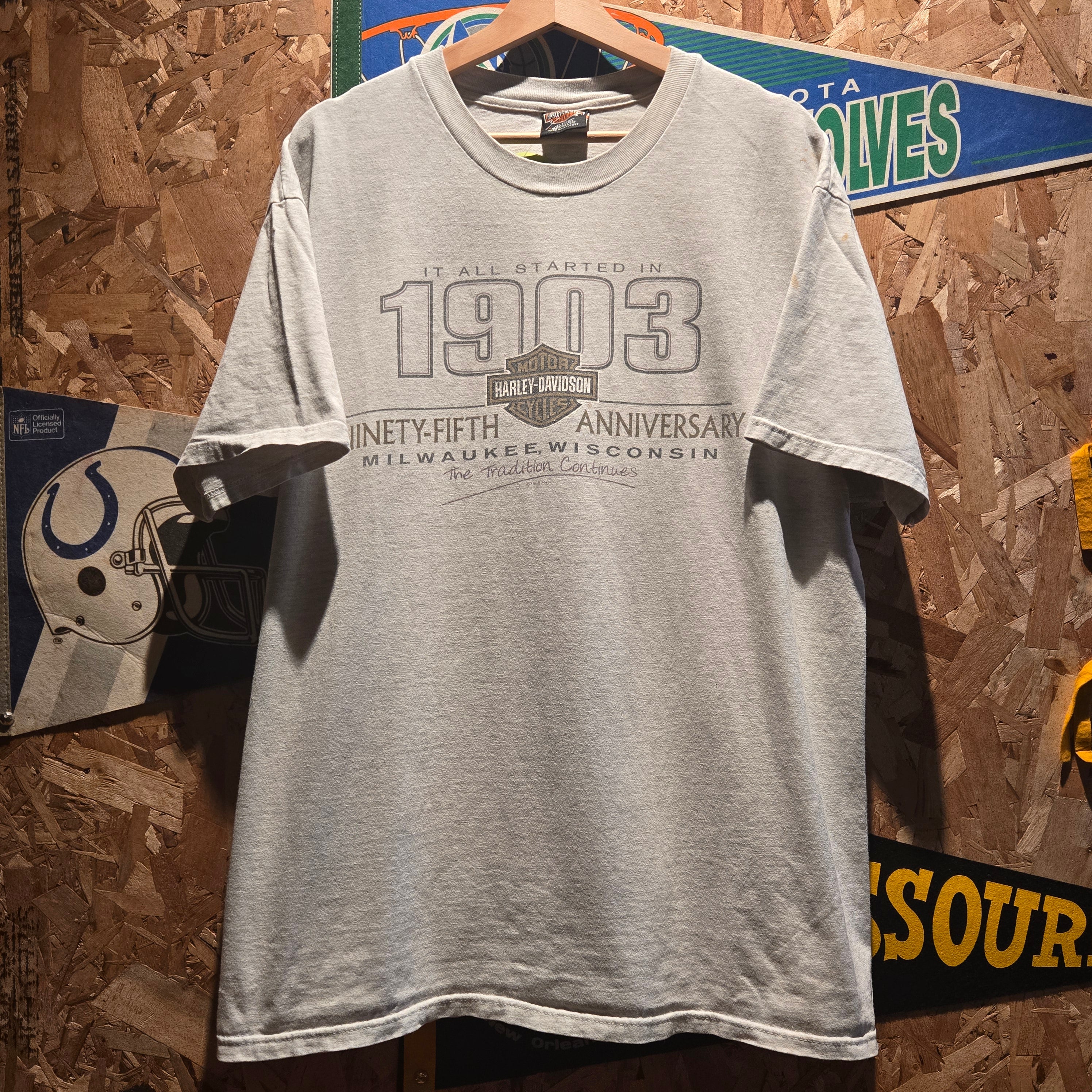 VTG 1998 Harley Davidson 95th Anniversary Gray T-Shirt: XL