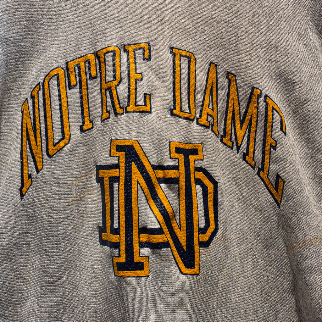 VTG Champion Reverse Weave  Notre Dame Pullover Grey Sweatshirt: XL