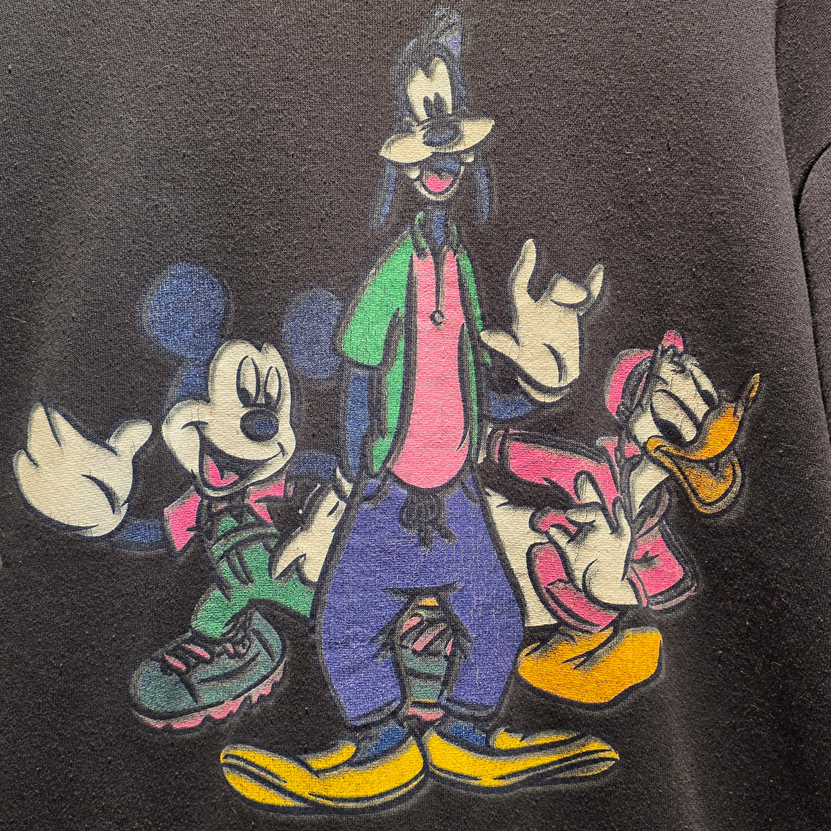 VTG Mickey Unlimited Black Sweatshirt Mickey Mouse, Goofy: Large