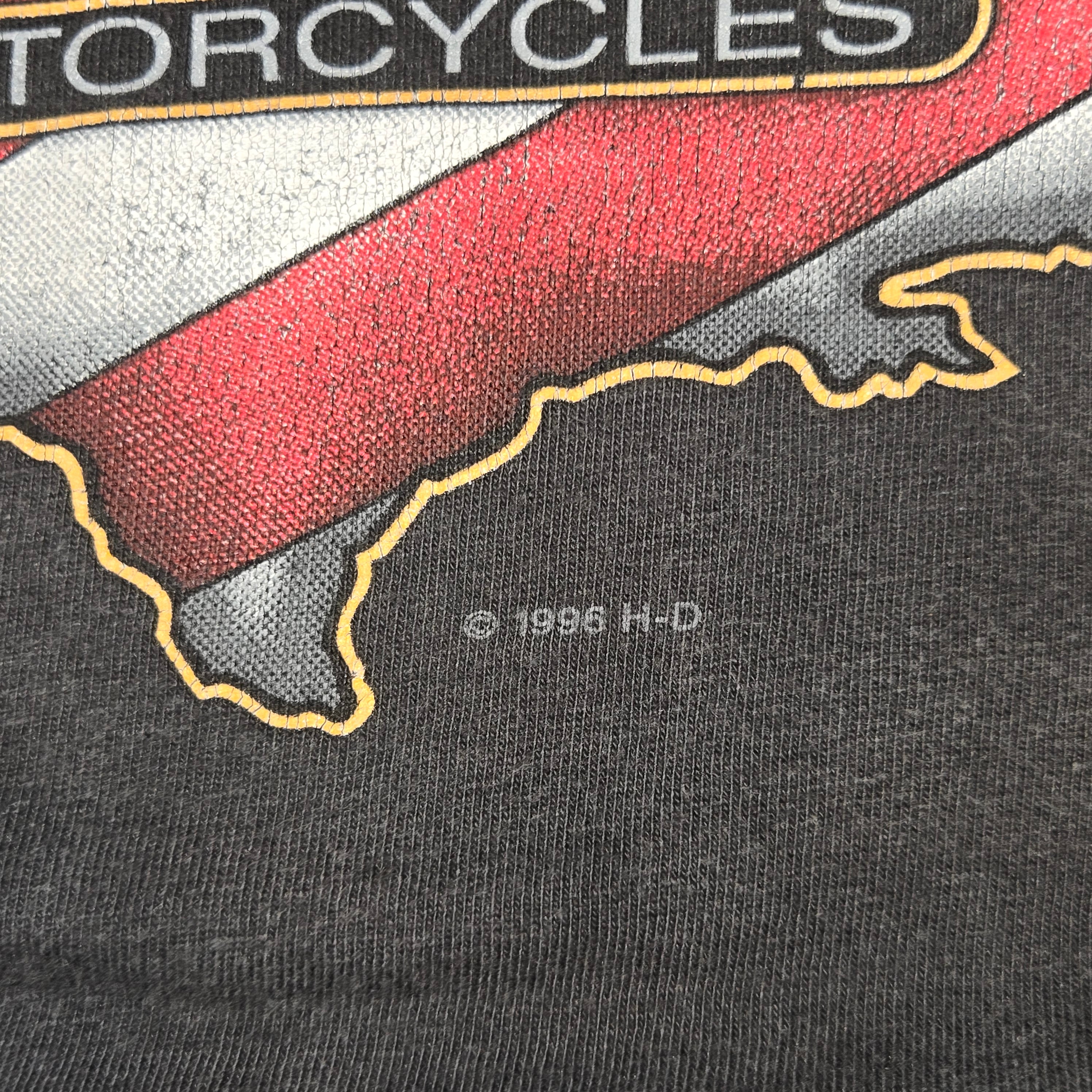 VTG 1996 Harley Davidson United States Eagle Shark Black T-Shirt: Medium