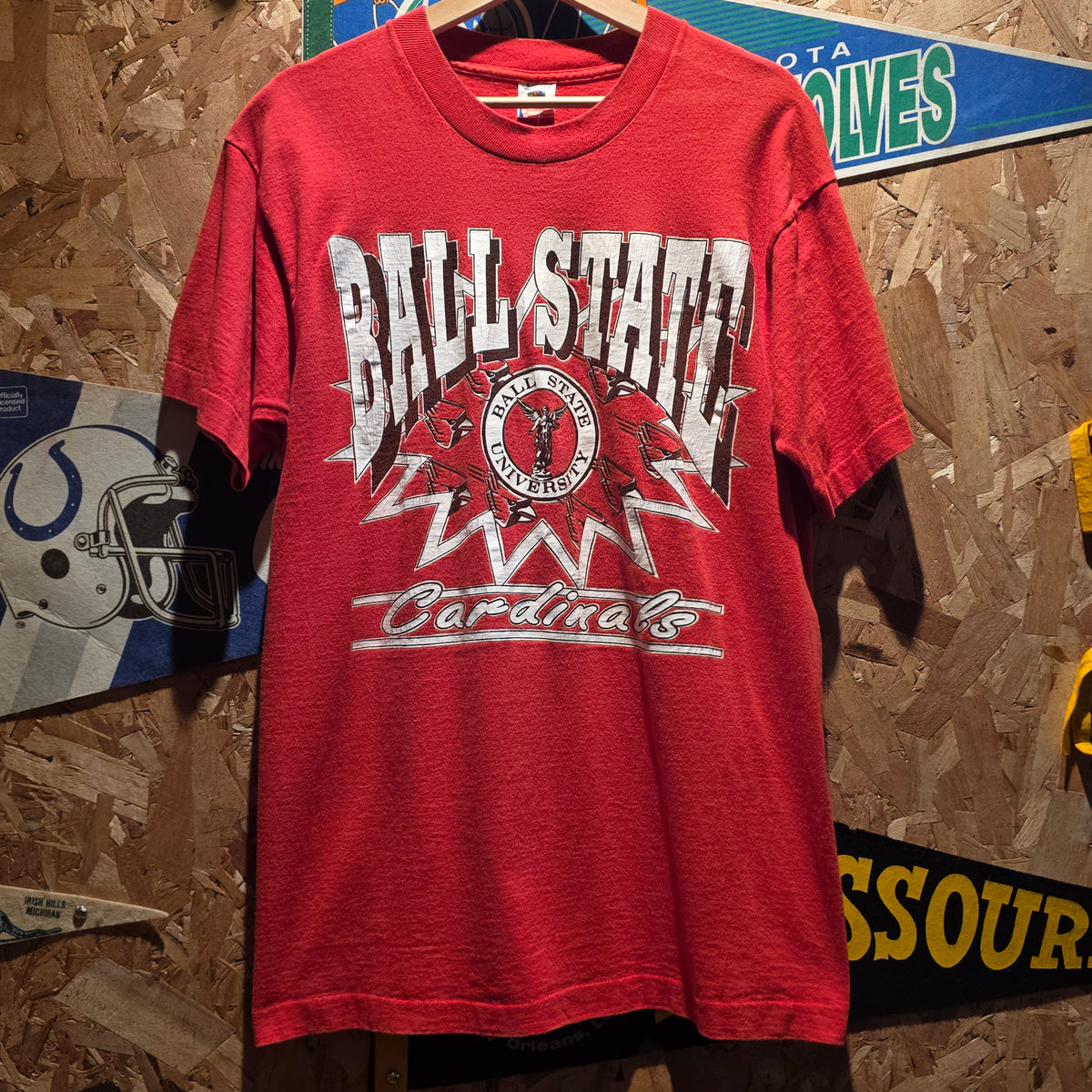 VTG 90's Ball State University Cardinals Red T-Shirt: Large