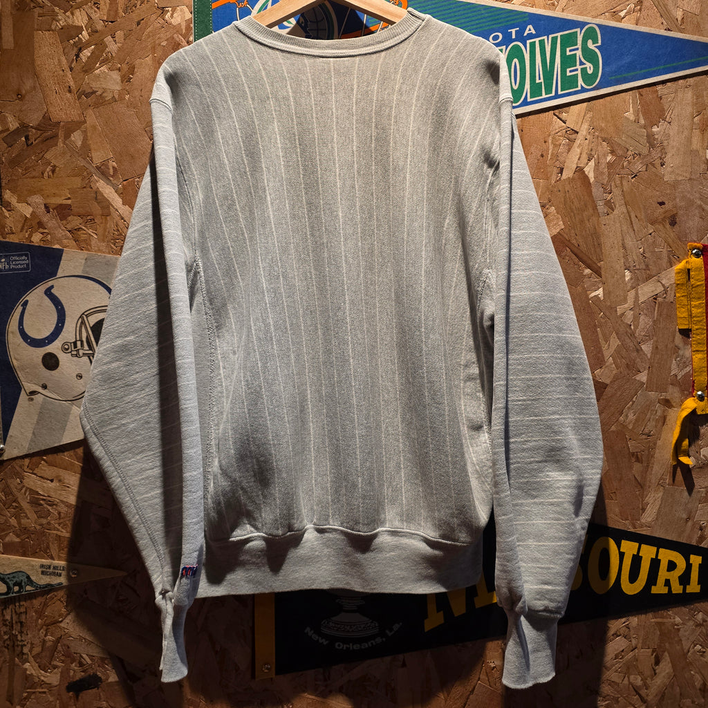 VTG Ball State University Reverse Weave Style Pinstripe Sweatshirt: Medium