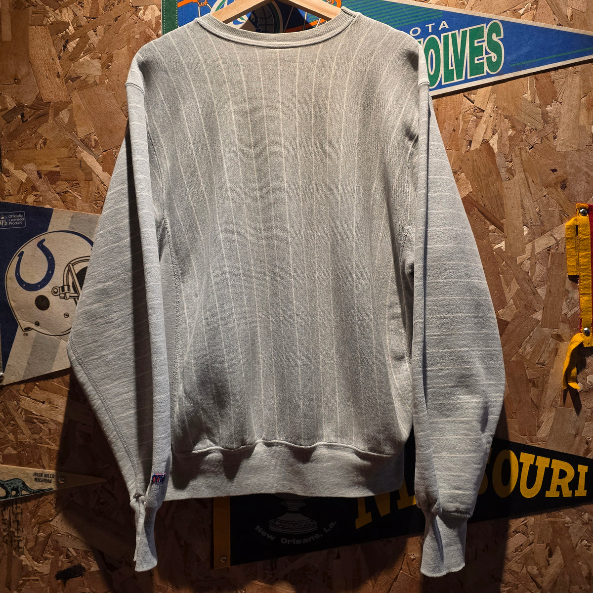 VTG Ball State University Reverse Weave Style Pinstripe Sweatshirt: Medium