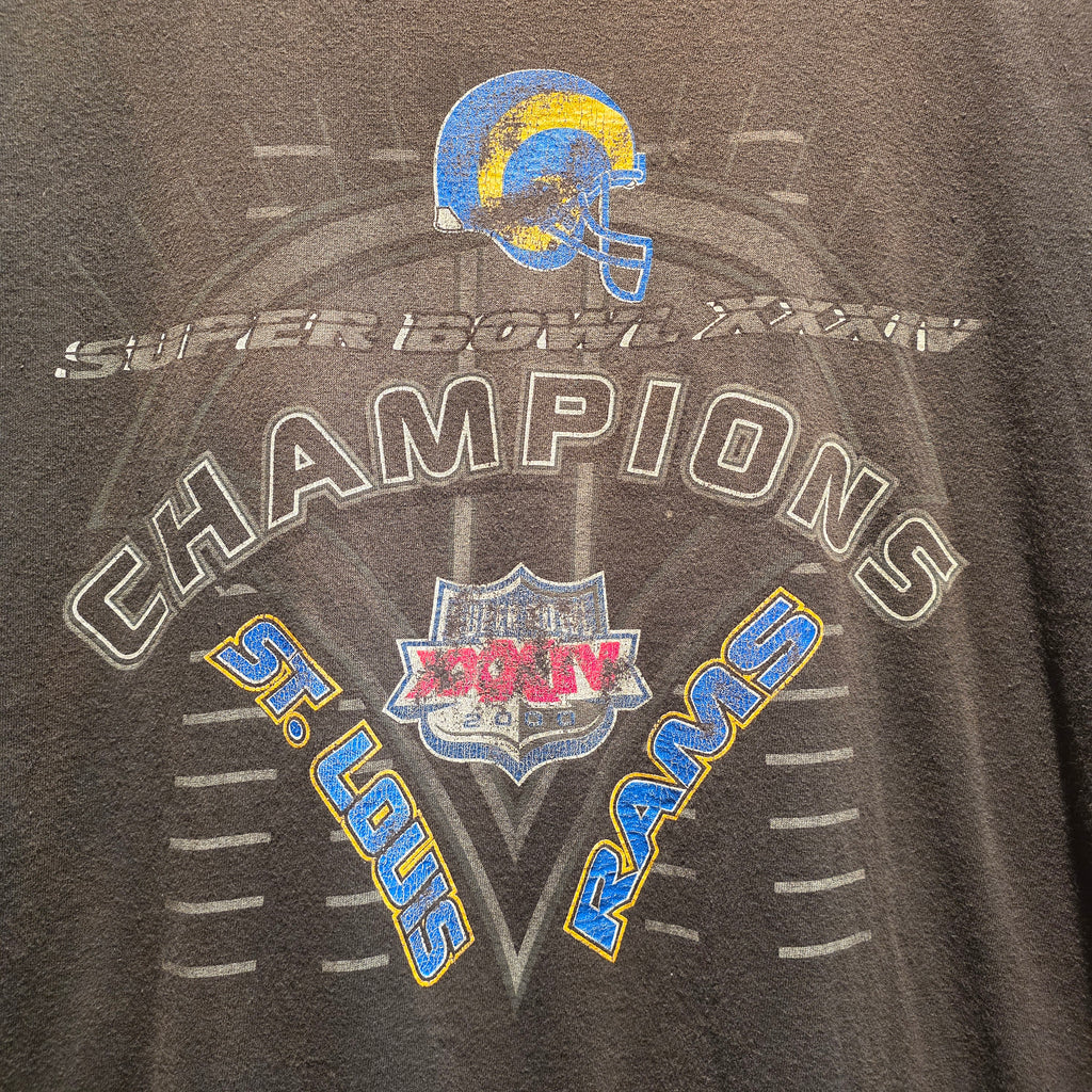VTG 2000 St Louis Rams Black T-Shirt NFL: XL