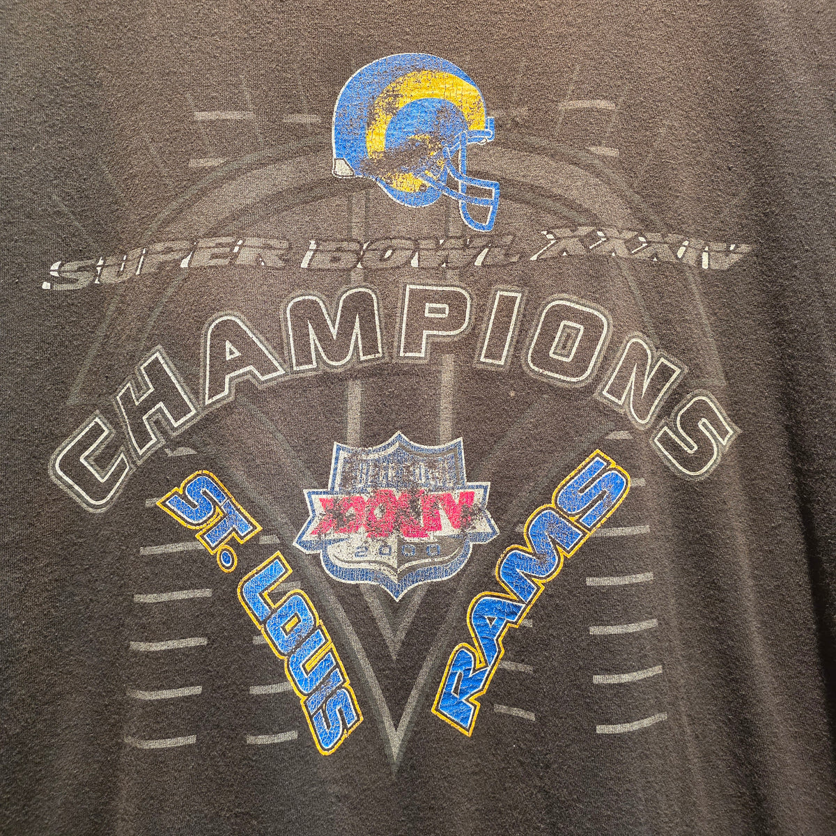 VTG 2000 St Louis Rams Black T-Shirt NFL: XL