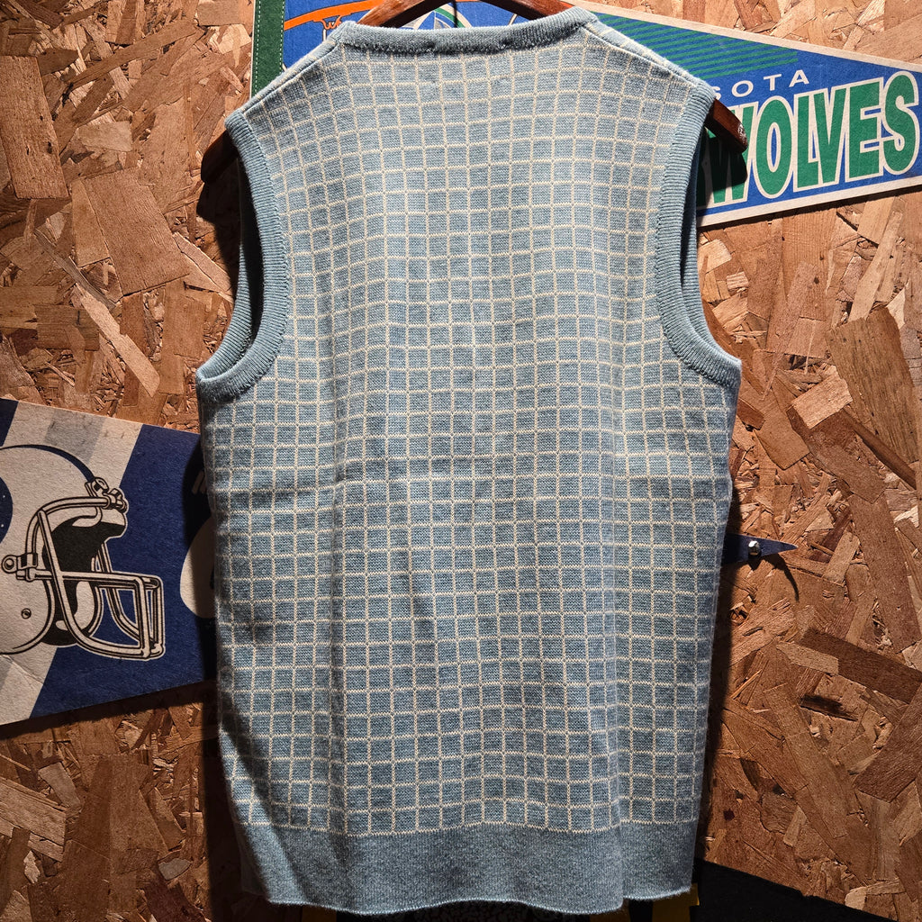 VTG Royal Jeff Sweater Vest V Neck Geometric Squares: Small