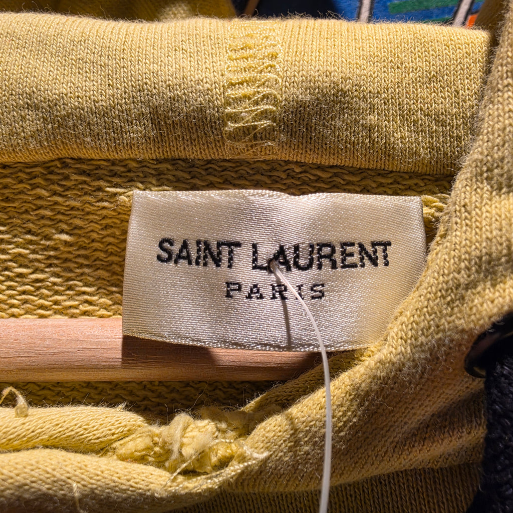 Saint Laurent Paris Lime Yellow Pullover Hoodie Designer: Small