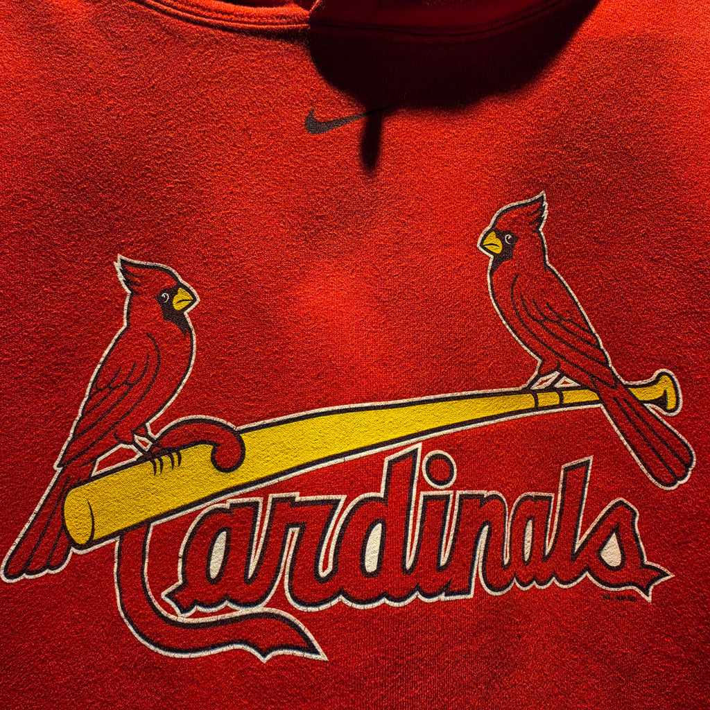 VTG Nike St. Louis Cardinals Center Swoosh Red Hoodie: Medium