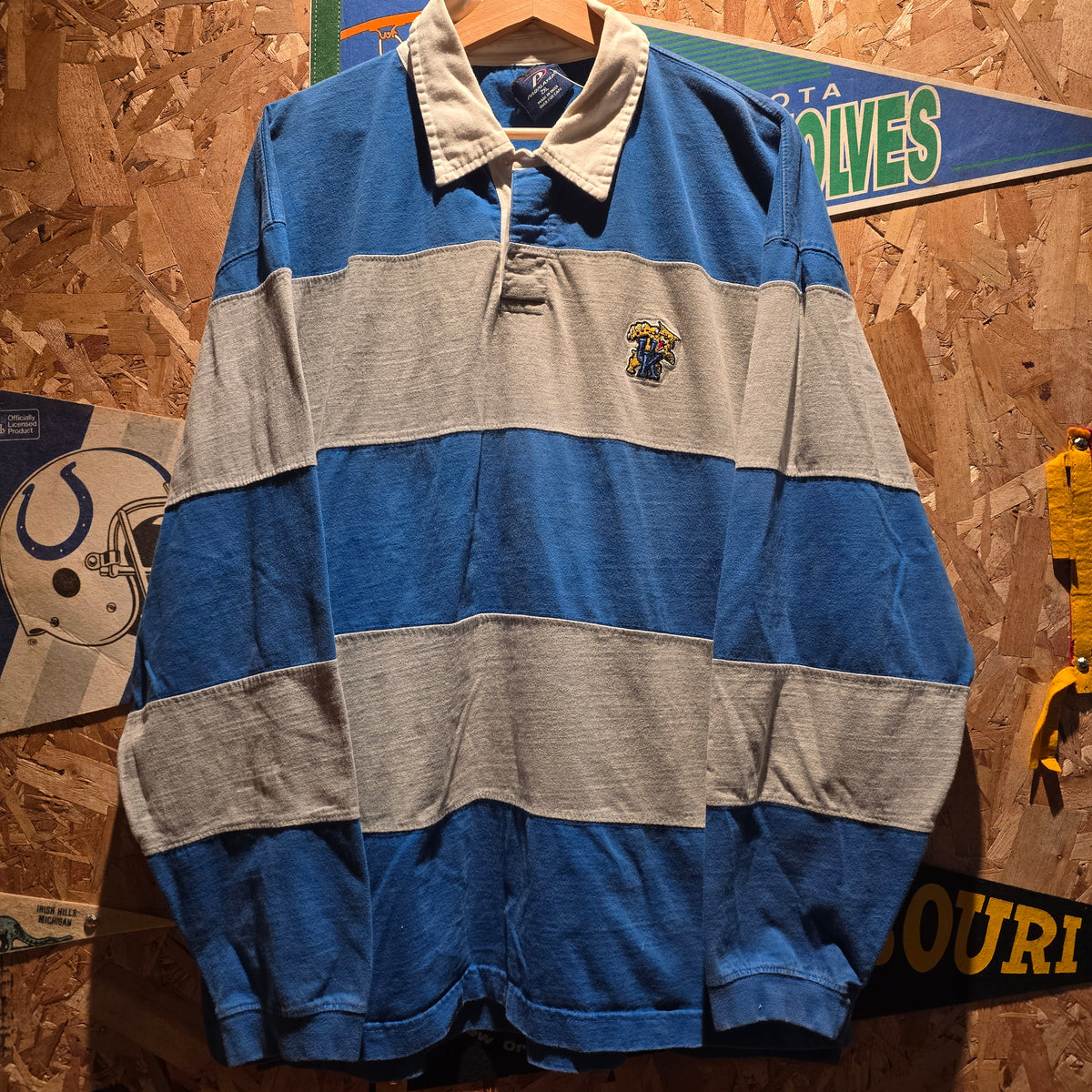 VTG Pro Player Kentucky Wildcats Blue/Gray Striped Polo: 2XL