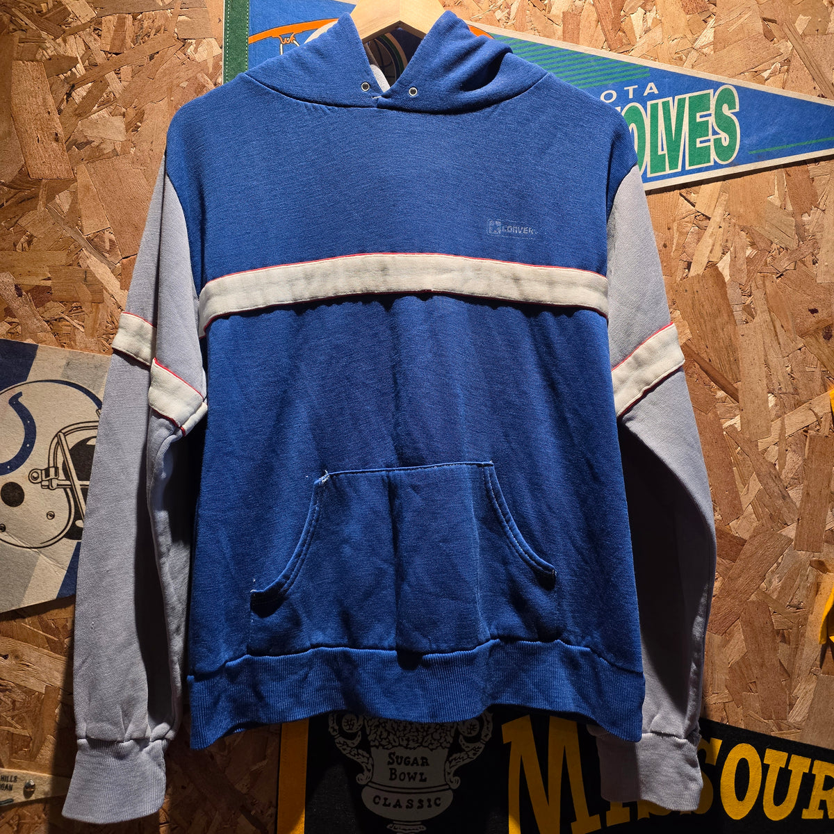 VTG 80's Converse Blue White Striped Hoodie: Large