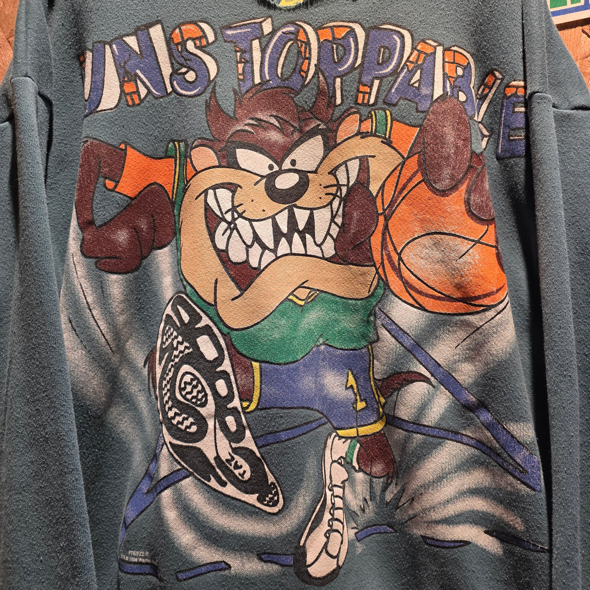 VTG 90's Freeze Looney Tunes Taz Basketball Unstoppable Sweatshirt: XL