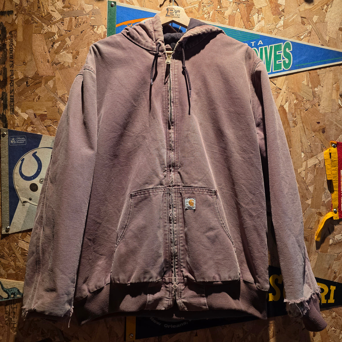 Carhartt WJ130 DPM Active Jacket Womens Purple Canvas Quilted Hooded Coat: XXL