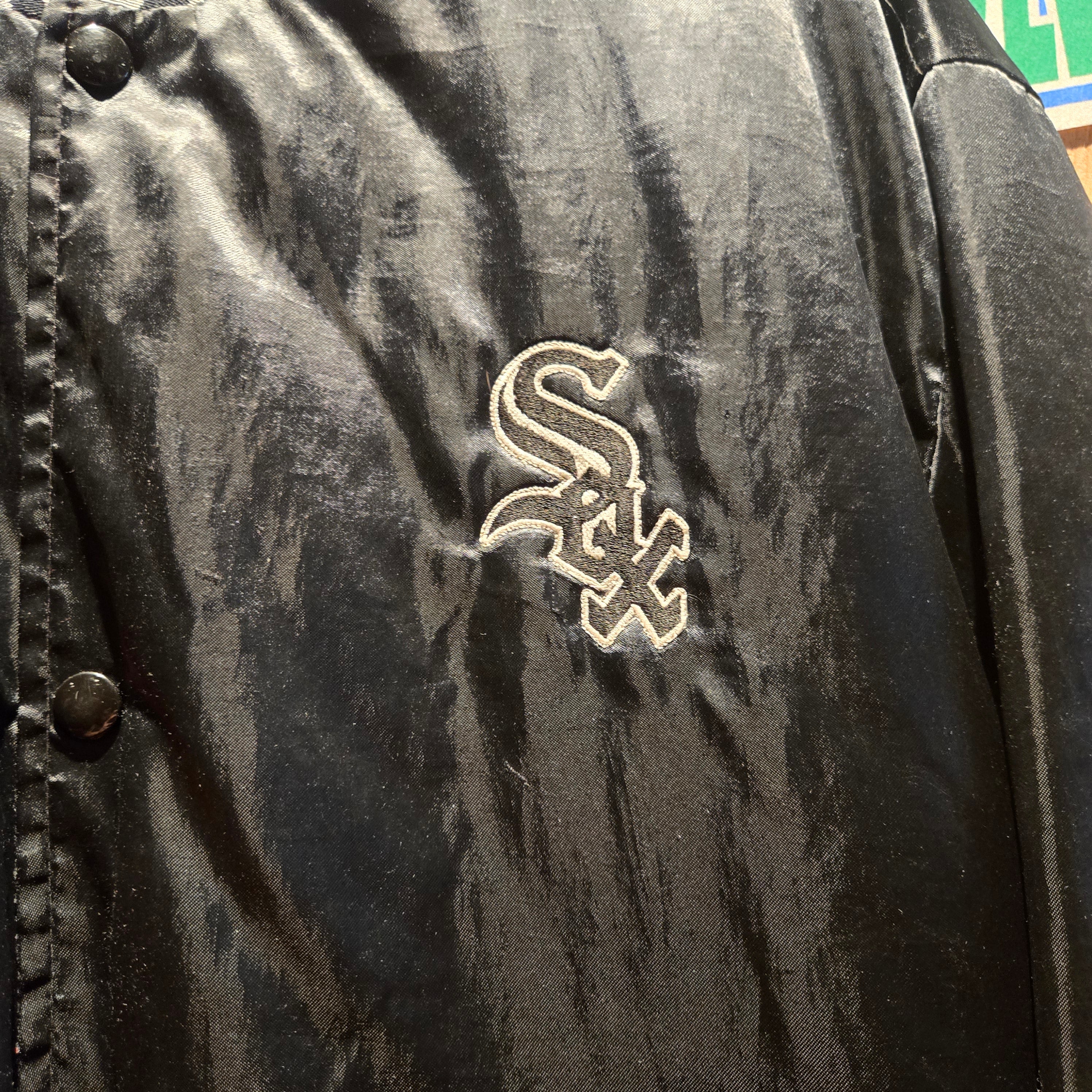 VTG Swingster 80s-90s Chicago White Sox Snap Button Jacket Satin: XL