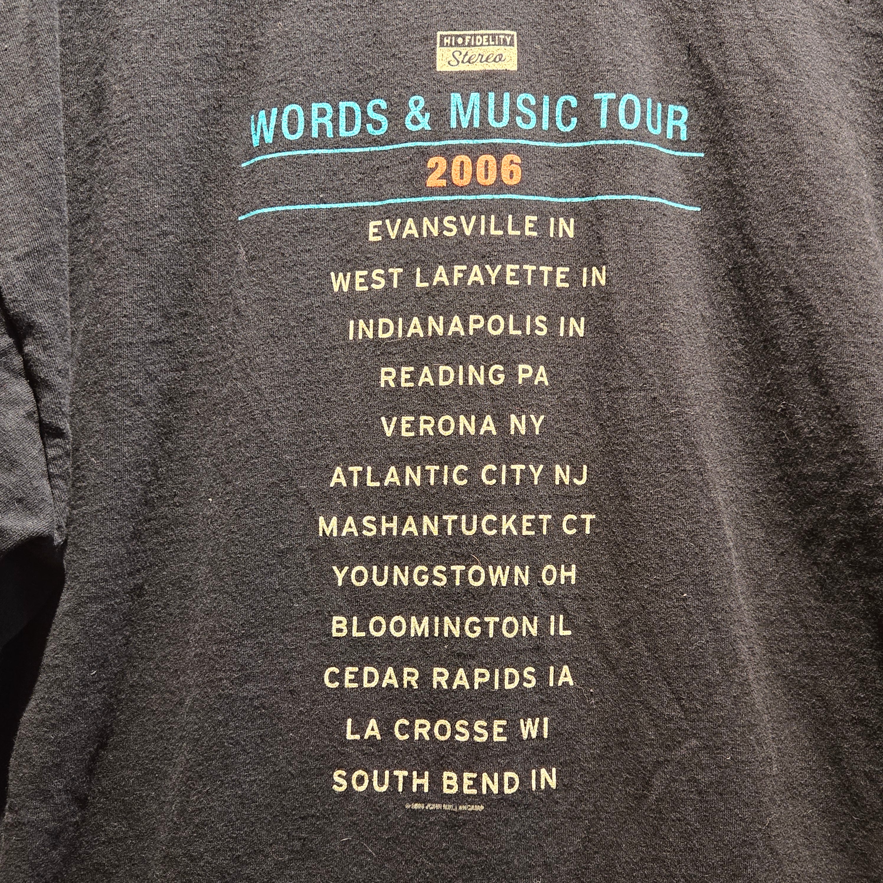VTG 2006 John Mellencamp Words & Music Tour Black T-Shirt: XL
