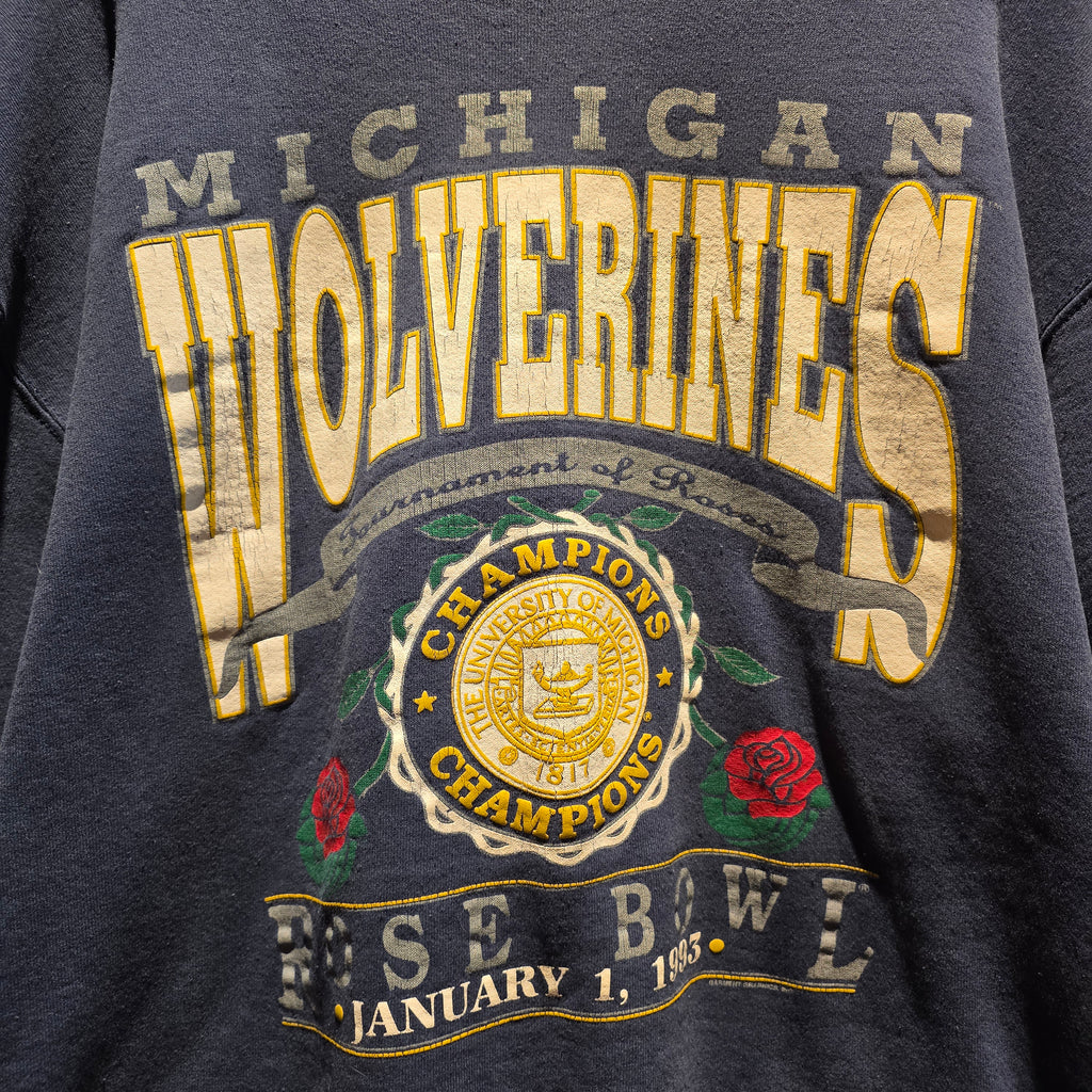 VTG 1993 Michigan Wolverines Rose Bowl Champions Navy Sweatshirt: XXL