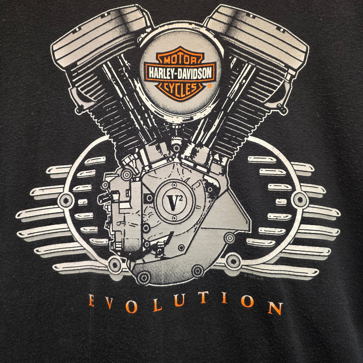 VTG 1995 Harley Davidson Single Stitch Engine Evolution Black T-Shirt: XL