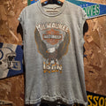 VTG 1986 Harley Davidson Milwaukee Iron Eagle Cut-Off T-Shirt Gray Biker: XL