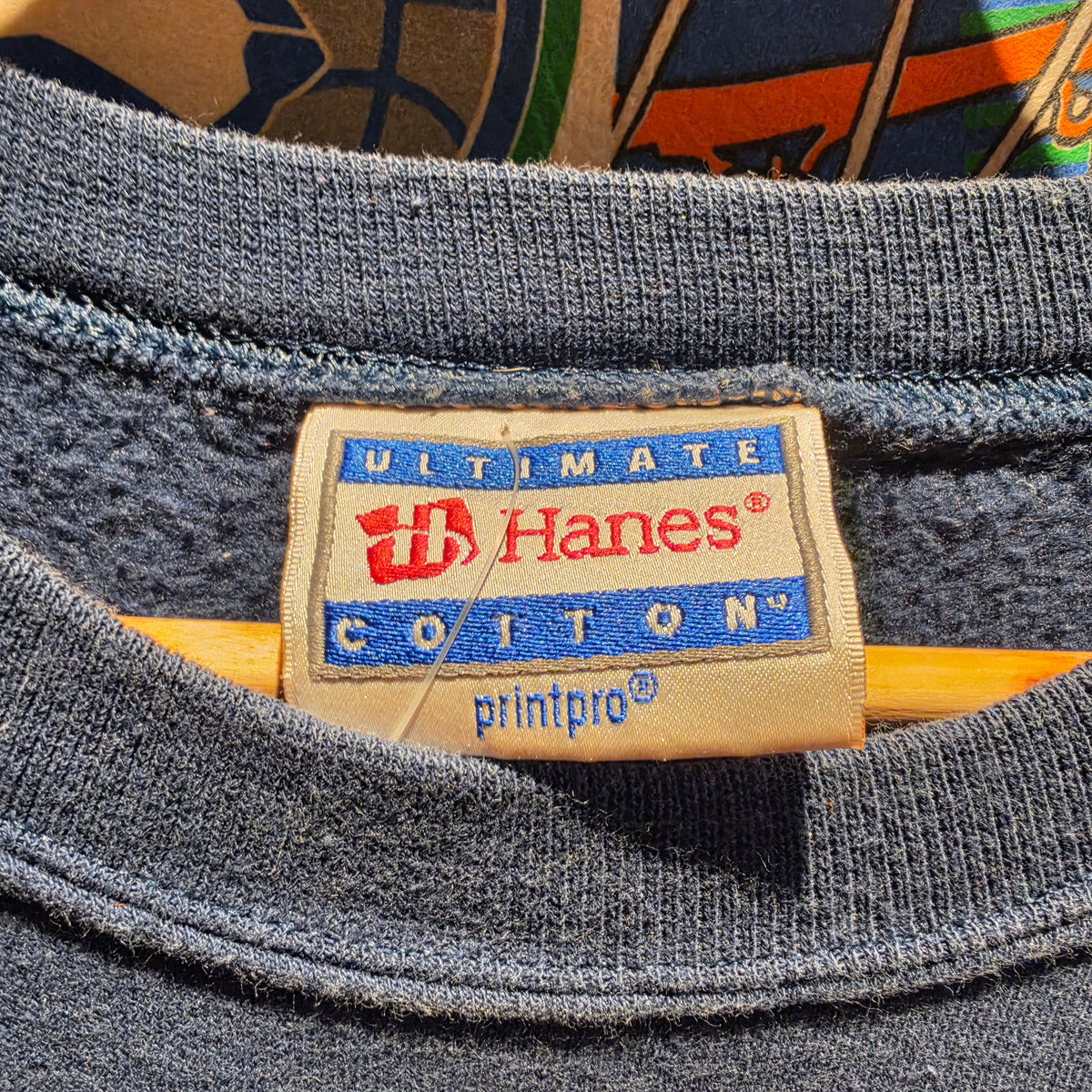 VTG Y2K Hanes Ultimate Cotton Navy Military Sweatshirt: Medium