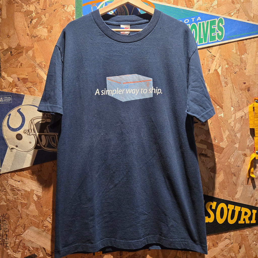 VTG USPS Priority Flat Rate Boxes Navy T-Shirt: Large