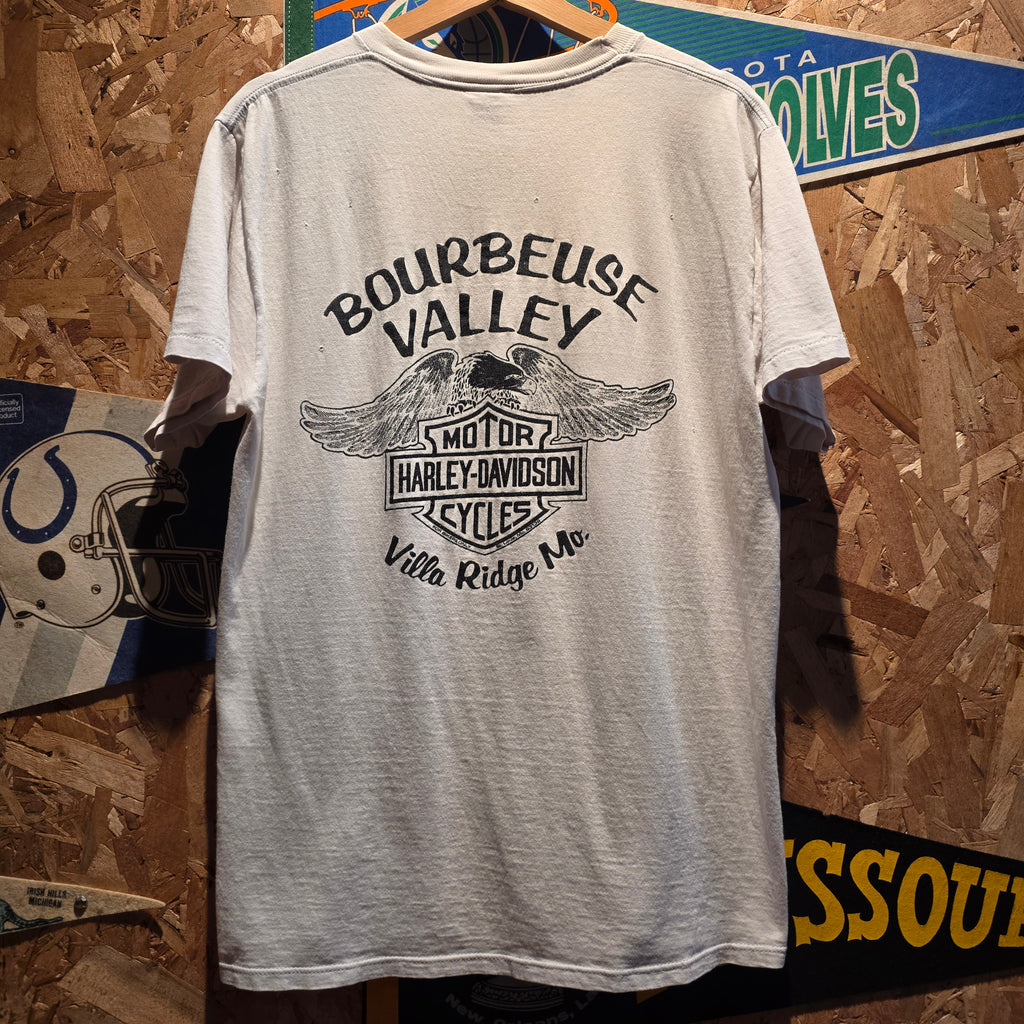 VTG 1987 Harley Davidson Only The Best Will Do White T-Shirt Eagle USA: Large