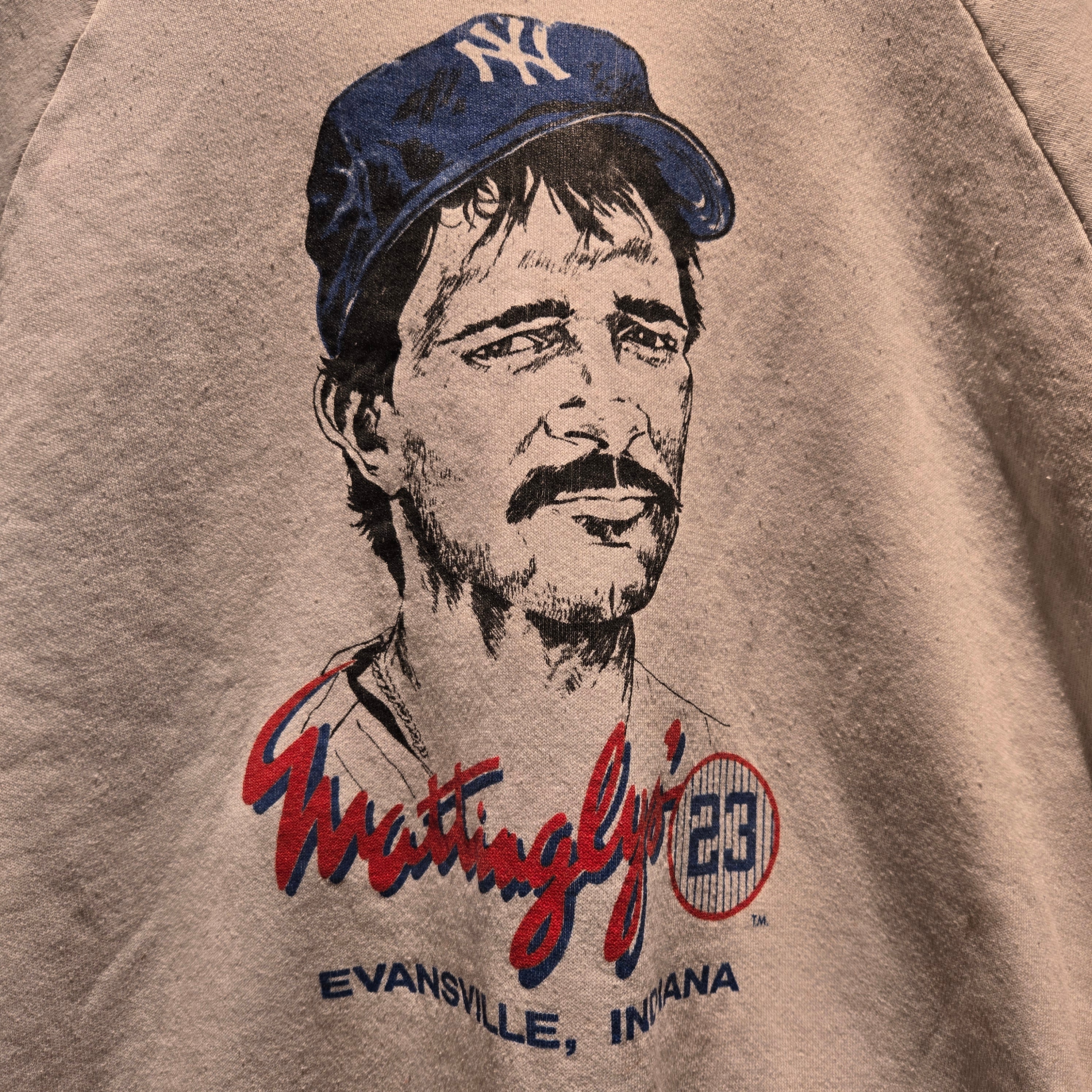 VTG Don Mattingly Mattinglys 23 Evansville, IN Restaurant White Crewneck Sweatshirt: Large