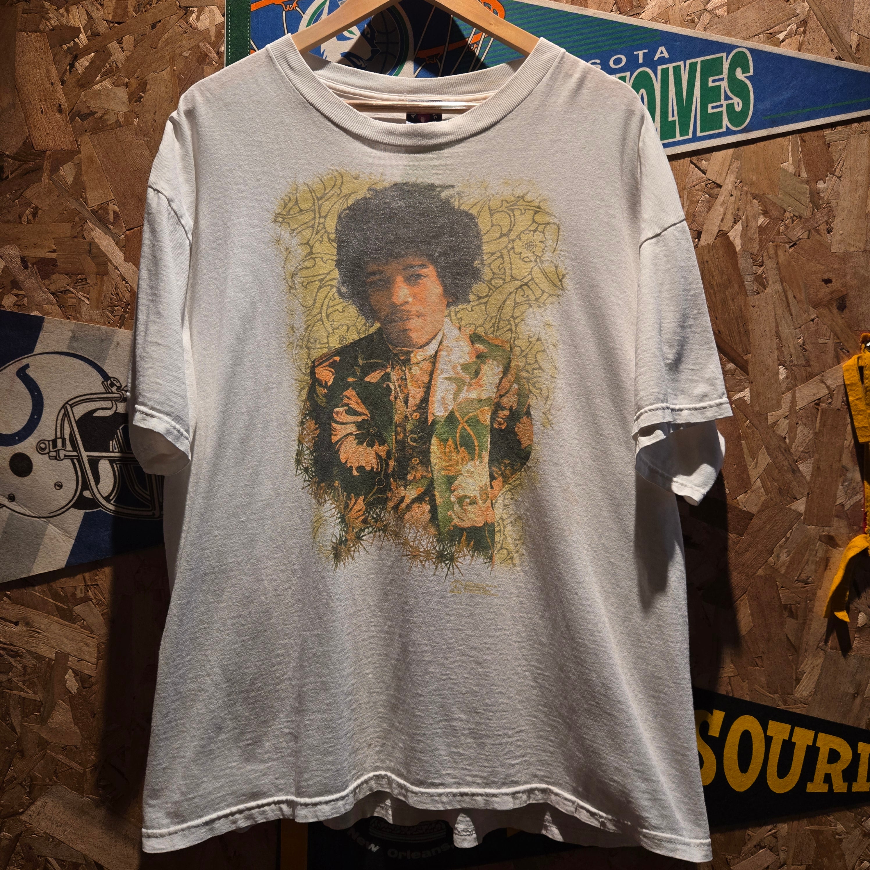 VTG 2000 Jimi Hendrix Y2K White T-Shirt Double Sided: XL