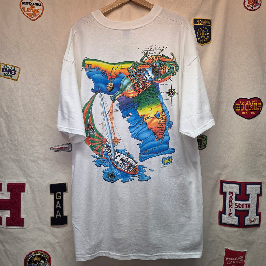 VTG Hooters Daytona White Graphic Double-Sided T-shirt: XXL