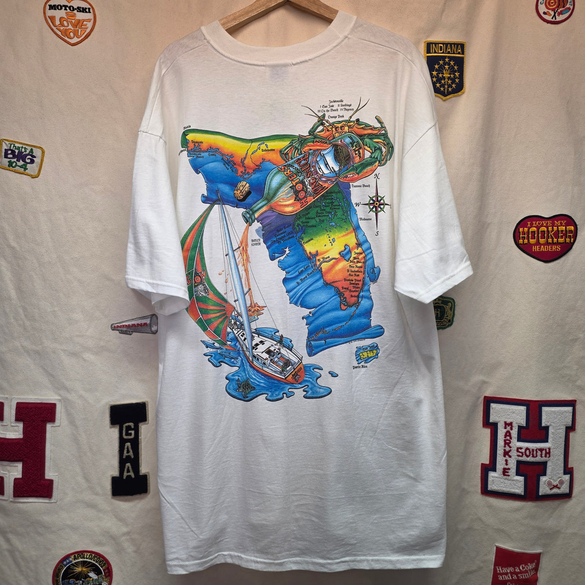 VTG Hooters Daytona White Graphic Double-Sided T-shirt: XXL