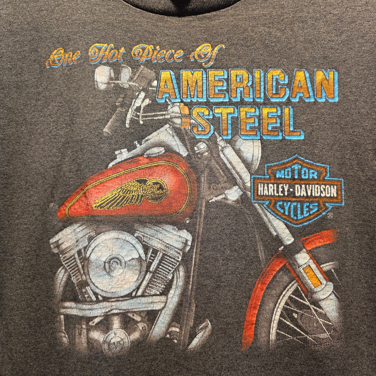 VTG 80's 3D Emblem One Hot Piece Of American Steel Harley Davidson T-Shirt USA: XL