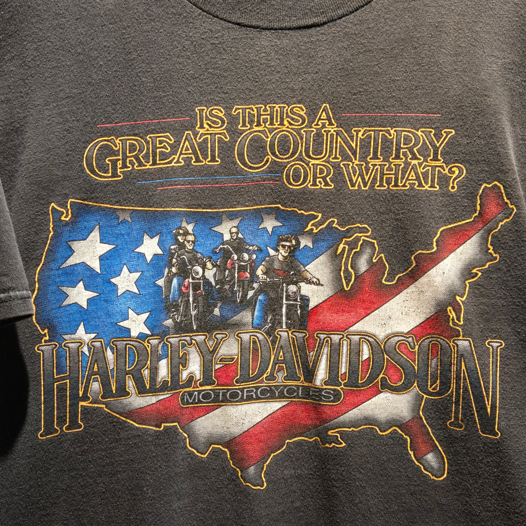 VTG 1996 Harley Davidson United States Eagle Shark Black T-Shirt: Medium
