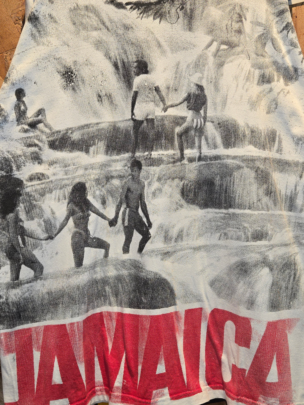 VTG Jamaica All Over Print Waterfall T-Shirt :XL