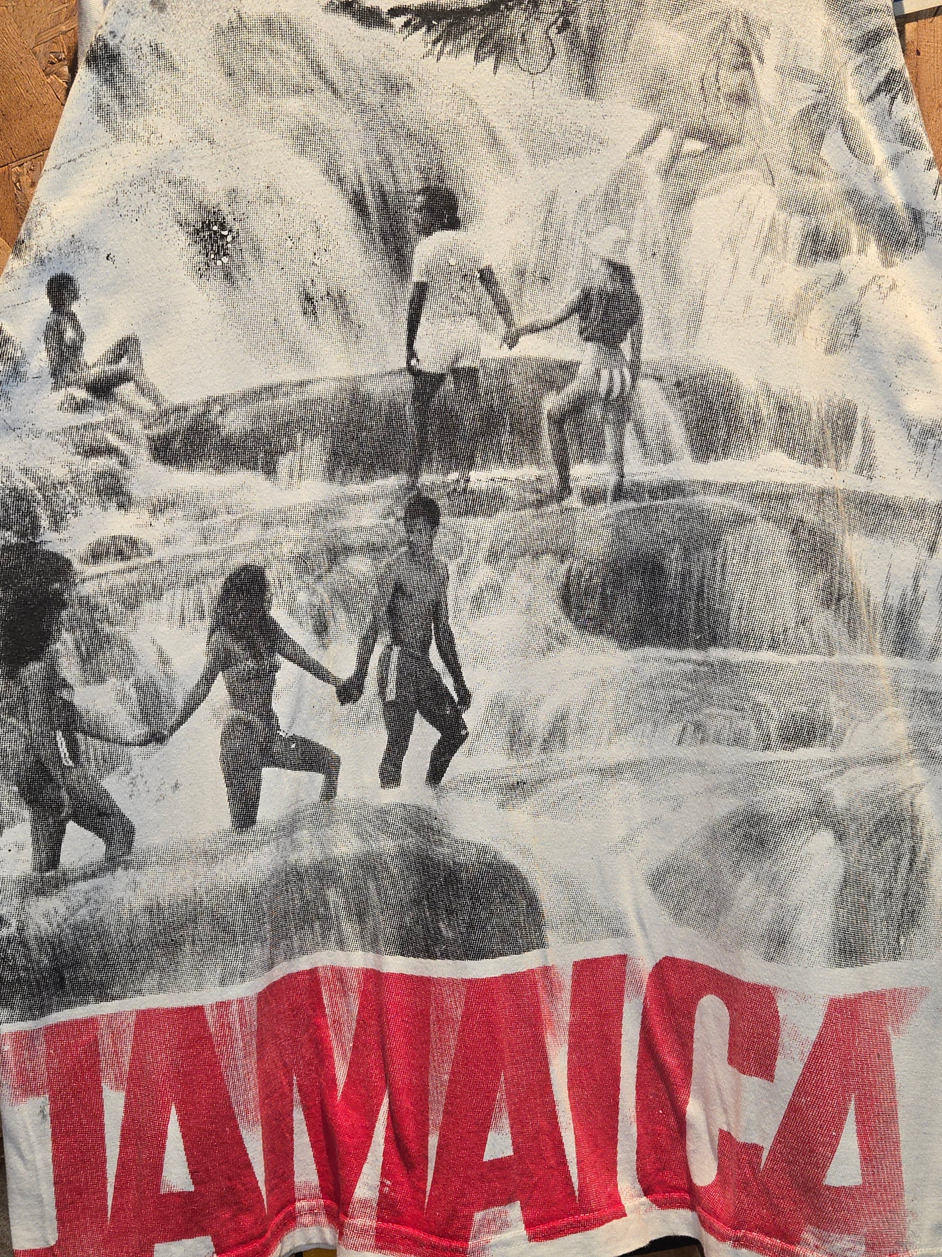 VTG Jamaica All Over Print Waterfall T-Shirt :XL
