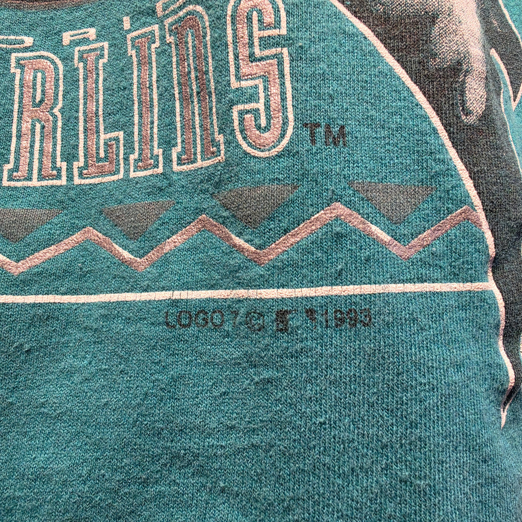 VTG 1993 Logo 7 Florida Marlins Teal Short Sleeve T-Shirt Single Stitch: Medium
